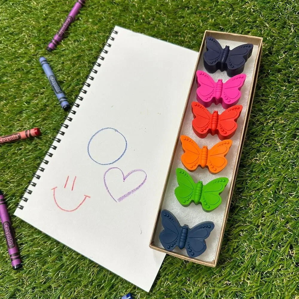 2/$30 Butterfly Crayons (6), Kids Boys Girls Pretty Unique Colorful B-day Gift